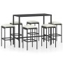 Gartentisch und hohe Hocker und Kissen 7 Stück schwarzes PE-Rattan von vidaXL, Gartensets - Ref: Foro24-3064823, Preis: 336,1...