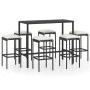 Mesa y taburetes altos jardín y cojines 7 pzas ratán PE negro de vidaXL, Conjuntos de jardín - Ref: Foro24-3064823, Precio: 3...
