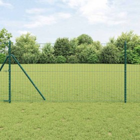 Poste de cerca 26 pcs Verde 3.2 x 3.2 x 150 cm Acero