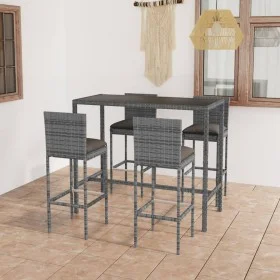 Mesa y taburetes altos jardín 5 piezas ratán sintético gris de vidaXL, Conjuntos de jardín - Ref: Foro24-3064833, Precio: 392...