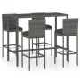 Garden table and high stools 5 pieces gray synthetic rattan by vidaXL, Garden sets - Ref: Foro24-3064833, Price: 392,10 €, Di...