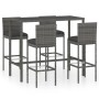 Gartentisch und Hochhocker 5 Stück graues synthetisches Rattan von vidaXL, Gartensets - Ref: Foro24-3064833, Preis: 398,22 €,...