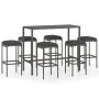 7-teiliges Garten-Barmöbel-Set und graue synthetische Rattankissen von vidaXL, Gartensets - Ref: Foro24-3064824, Preis: 294,6...