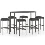 7-teiliges Garten-Barmöbel-Set und graue synthetische Rattankissen von vidaXL, Gartensets - Ref: Foro24-3064824, Preis: 298,1...