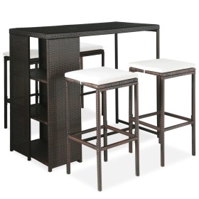 5-piece garden bar set and brown synthetic rattan cushions by vidaXL, Garden sets - Ref: Foro24-3064913, Price: 264,19 €, Dis...