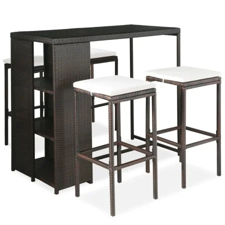 5-piece garden bar set and brown synthetic rattan cushions by vidaXL, Garden sets - Ref: Foro24-3064913, Price: 260,97 €, Dis...