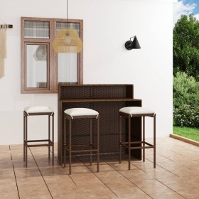 4-piece garden bar furniture set and brown cushions by vidaXL, Garden sets - Ref: Foro24-3064875, Price: 294,85 €, Discount: %