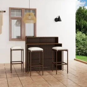 4-piece garden bar furniture set and brown cushions by vidaXL, Garden sets - Ref: Foro24-3064875, Price: 289,63 €, Discount: %