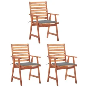 Garden dining chairs and cushions 3 units solid acacia wood by vidaXL, Garden chairs - Ref: Foro24-3064348, Price: 225,94 €, ...