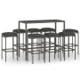 9-teiliges Garten-Barmöbel-Set und graue synthetische Rattankissen von vidaXL, Gartensets - Ref: Foro24-3064827, Preis: 359,9...
