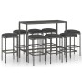 9-teiliges Garten-Barmöbel-Set und graue synthetische Rattankissen von vidaXL, Gartensets - Ref: Foro24-3064827, Preis: 363,7...