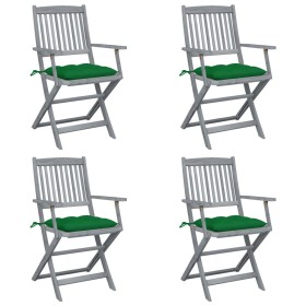 Folding garden chairs 4 pcs cushions solid acacia wood by vidaXL, Garden chairs - Ref: Foro24-3064529, Price: 183,22 €, Disco...