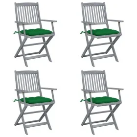 Folding garden chairs 4 pcs cushions solid acacia wood by vidaXL, Garden chairs - Ref: Foro24-3064529, Price: 181,12 €, Disco...