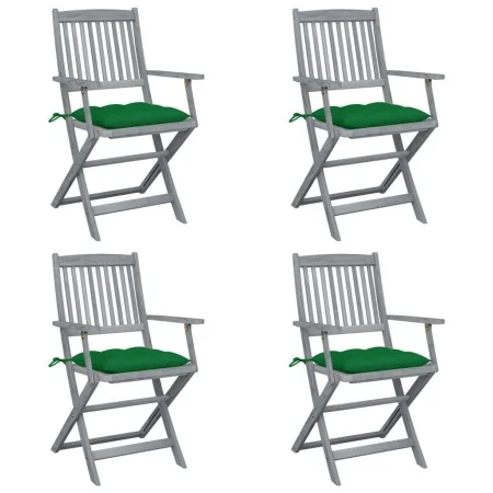 Folding garden chairs 4 pcs cushions solid acacia wood by vidaXL, Garden chairs - Ref: Foro24-3064529, Price: 181,11 €, Disco...
