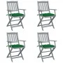 Klappbare Gartenstühle, 4 Stück, Kissen aus massivem Akazienholz von vidaXL, Gartenstühle - Ref: Foro24-3064529, Preis: 181,1...