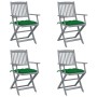 Klappbare Gartenstühle, 4 Stück, Kissen aus massivem Akazienholz von vidaXL, Gartenstühle - Ref: Foro24-3064529, Preis: 183,2...