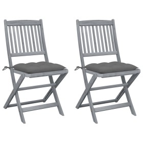 Folding garden chairs 2 units with solid acacia wood cushions by vidaXL, Garden chairs - Ref: Foro24-3064552, Price: 138,80 €...