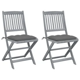 Klappbare Gartenstühle 2 Stück Kissen massives Akazienholz von vidaXL, Gartenstühle - Ref: Foro24-3064552, Preis: 118,96 €, R...