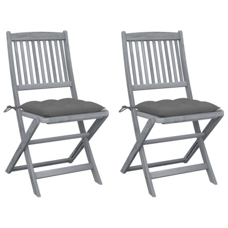 Klappbare Gartenstühle 2 Stück Kissen massives Akazienholz von vidaXL, Gartenstühle - Ref: Foro24-3064552, Preis: 144,99 €, R...