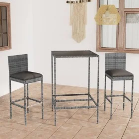 Garden table and high stools 3 pieces synthetic rattan gray by vidaXL, Garden sets - Ref: Foro24-3064829, Price: 224,78 €, Di...
