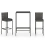 Mesa y taburetes altos jardín 3 piezas ratán sintético gris de vidaXL, Conjuntos de jardín - Ref: Foro24-3064829, Precio: 224...
