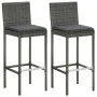Mesa y taburetes altos jardín 3 piezas ratán sintético gris de vidaXL, Conjuntos de jardín - Ref: Foro24-3064829, Precio: 224...