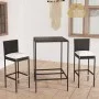 Garden table and high stools and cushions 3 pieces black PE rattan by vidaXL, Garden sets - Ref: Foro24-3064828, Price: 239,4...