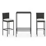 Garden table and high stools and cushions 3 pieces black PE rattan by vidaXL, Garden sets - Ref: Foro24-3064828, Price: 239,4...