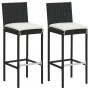 Garden table and high stools and cushions 3 pieces black PE rattan by vidaXL, Garden sets - Ref: Foro24-3064828, Price: 239,4...