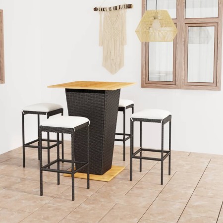 5-teiliges Garten-Barmöbel-Set und schwarze PE-Rattan-Kissen von vidaXL, Gartensets - Ref: Foro24-3064852, Preis: 334,95 €, R...