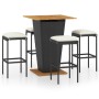 5-teiliges Garten-Barmöbel-Set und schwarze PE-Rattan-Kissen von vidaXL, Gartensets - Ref: Foro24-3064852, Preis: 334,95 €, R...
