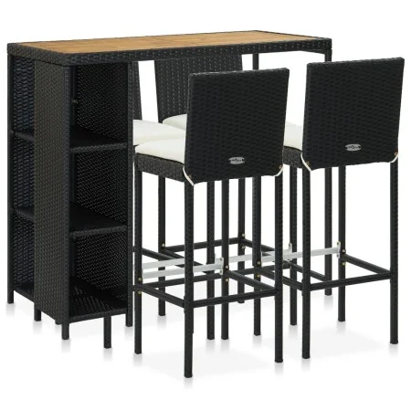 5-teiliges Gartenbar-Set und schwarze Kissen aus synthetischem Rattan von vidaXL, Gartensets - Ref: Foro24-3064920, Preis: 40...