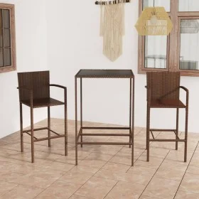 3-piece garden bar set with brown synthetic rattan cushions by vidaXL, Garden sets - Ref: Foro24-3064836, Price: 203,72 €, Di...