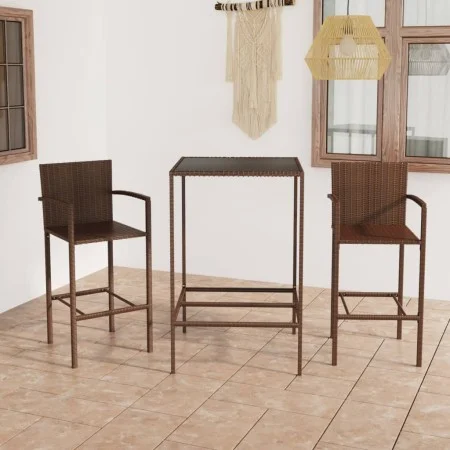 3-piece garden bar set with brown synthetic rattan cushions by vidaXL, Garden sets - Ref: Foro24-3064836, Price: 203,72 €, Di...