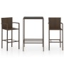 3-piece garden bar set with brown synthetic rattan cushions by vidaXL, Garden sets - Ref: Foro24-3064836, Price: 217,96 €, Di...