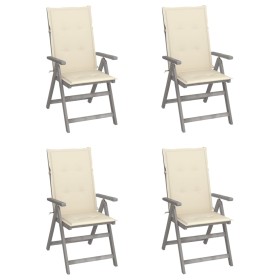 Reclining garden chairs 4 pcs solid acacia wood cushions by vidaXL, Garden chairs - Ref: Foro24-3065379, Price: 312,08 €, Dis...