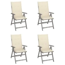 Reclining garden chairs 4 pcs solid acacia wood cushions by vidaXL, Garden chairs - Ref: Foro24-3065379, Price: 278,97 €, Dis...