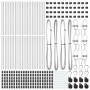 Poste de cerca 52 pcs Plateado 3.2 x 3.2 x 100 cm Acero