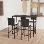Gartentisch und hohe Hocker und Kissen 5 Stück schwarzes PE-Rattan von vidaXL, Gartensets - Ref: Foro24-3064832, Preis: 440,4...