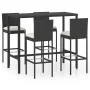 Garden table and high stools and cushions 5 pcs black PE rattan by vidaXL, Garden sets - Ref: Foro24-3064832, Price: 433,89 €...