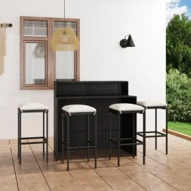 Juego de muebles de bar de jardín de 5 piezas y cojines negro de vidaXL, Conjuntos de jardín - Ref: Foro24-3064879, Precio: 3...