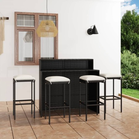 5-Piece Garden Bar Furniture Set and Cushions Black by vidaXL, Garden sets - Ref: Foro24-3064879, Price: 319,44 €, Discount: %