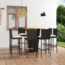Garden bar set 9 pieces with black PE rattan cushions by vidaXL, Garden sets - Ref: Foro24-3064862, Price: 818,60 €, Discount: %