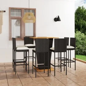 Garden bar set 9 pieces with black PE rattan cushions by vidaXL, Garden sets - Ref: Foro24-3064862, Price: 805,48 €, Discount: %