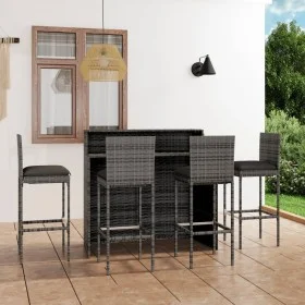 5-teiliges Garten-Barmöbel-Set und graue Kissen von vidaXL, Gartensets - Ref: Foro24-3064884, Preis: 504,07 €, Rabatt: %