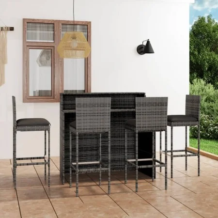 5-Piece Garden Bar Furniture Set and Gray Cushions by vidaXL, Garden sets - Ref: Foro24-3064884, Price: 504,07 €, Discount: %