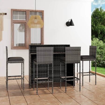 5-teiliges Garten-Barmöbel-Set und graue Kissen von vidaXL, Gartensets - Ref: Foro24-3064884, Preis: 513,20 €, Rabatt: %