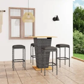 5-teiliges Garten-Barmöbel-Set und graue PE-Rattan-Kissen von vidaXL, Gartensets - Ref: Foro24-3064853, Preis: 327,41 €, Raba...