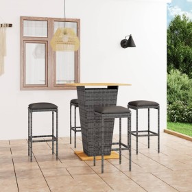 5-teiliges Garten-Barmöbel-Set und graue PE-Rattan-Kissen von vidaXL, Gartensets - Ref: Foro24-3064853, Preis: 340,57 €, Raba...