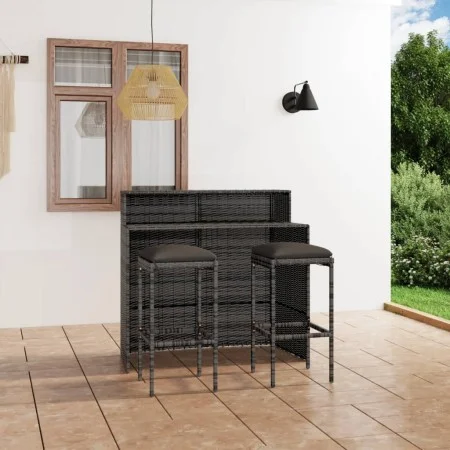 3-teiliges Gartenbar-Möbelset und graue Kissen von vidaXL, Gartensets - Ref: Foro24-3064874, Preis: 263,90 €, Rabatt: %